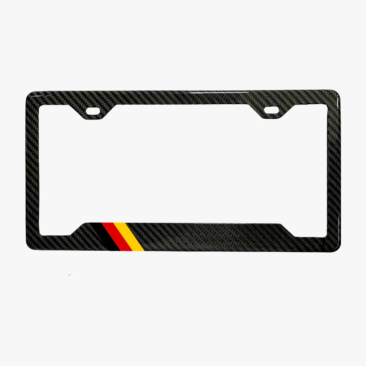 GERMAN TRI-COLOR 100% REAL CARBON FIBER CAR LICENSE PLATE FRAME