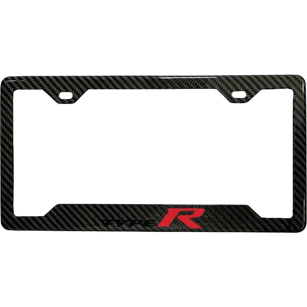 HONDA TYPE R BLACK 100% REAL CARBON FIBER CAR LICENSE PLATE FRAME