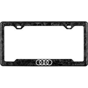 AUDI RINGS 100% REAL CARBON FIBER CAR LICENSE PLATE FRAME
